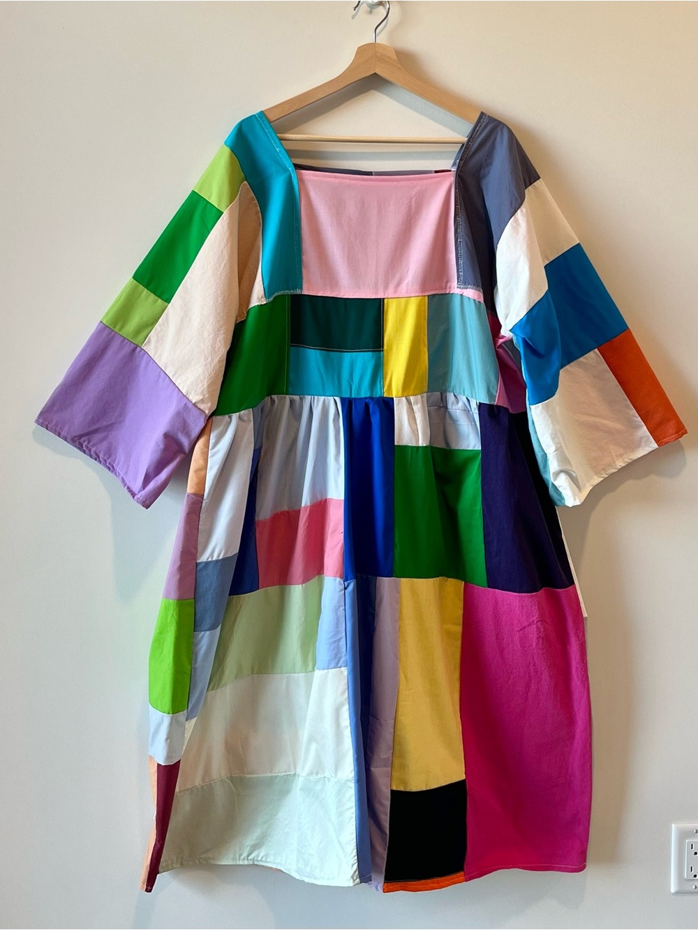 Handmade Quilted Patchwork Colorblock Dress SKU 06151 - Picture 3 of 15